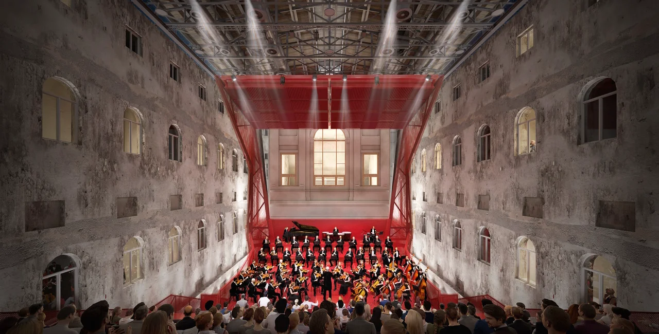 Visualization of the concert hall in Císařský lázně. Photo: Petr Hájek Architekti